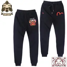 Tide бренд Evisu дикие хлопковые дышащие мужские брюки Tumbler с цветной вышивкой мужские черные спортивные штаны повседневные шорты 705