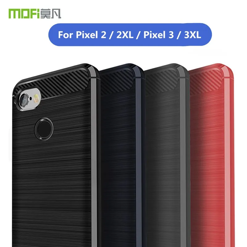 

For Google Pixel 2 2XL Case MOFI Luxury Slim Armor Soft Silicone Phone Back Cover for Pixel 3 3XL Brushed Carbon Fiber Coque