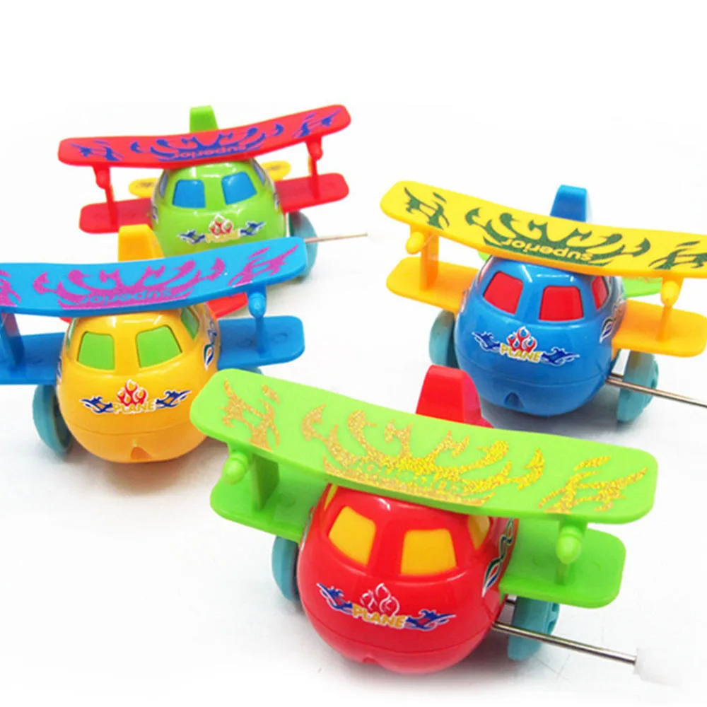 Fashion Lovely Kids Children Wind-up Clockwork Spring Classic Toys Plastic Airplane Model Wind Up Hobbies Toy Color Random