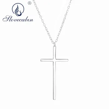 

SloveCabin 2018 Fashionable Women 925 Sterling Silver Simple Infinity Friendship Cross Heart Zircon Line Pendant Necklace