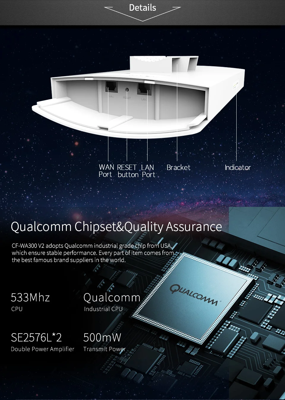 COMFAST 300Mbs 2,4 г открытый высокой мощности беспроводной CPE AP маршрутизатор 2,4 г WiFi сигнал точки доступа усилитель длинный Диапазон двойной