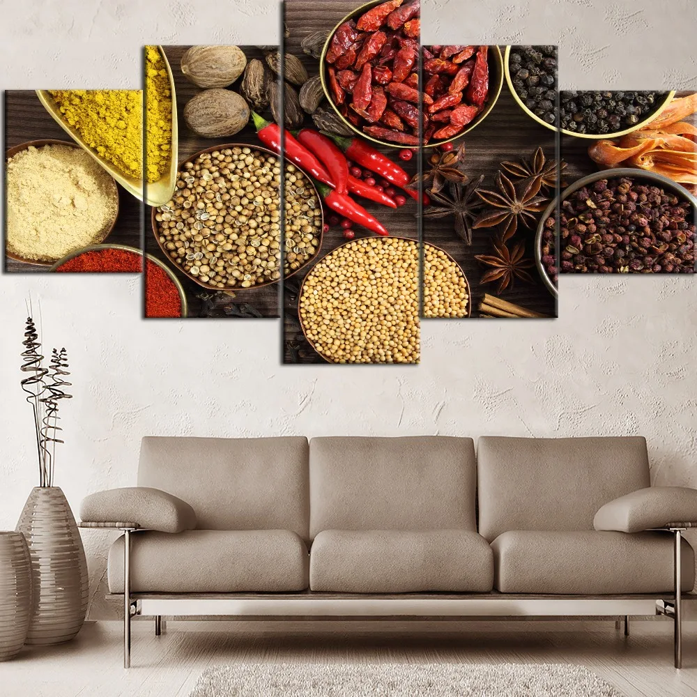 

Zhuistar multi photo 5 panel diy diamond painting square / round inlaid diamond embroidery food painting herbs and spices