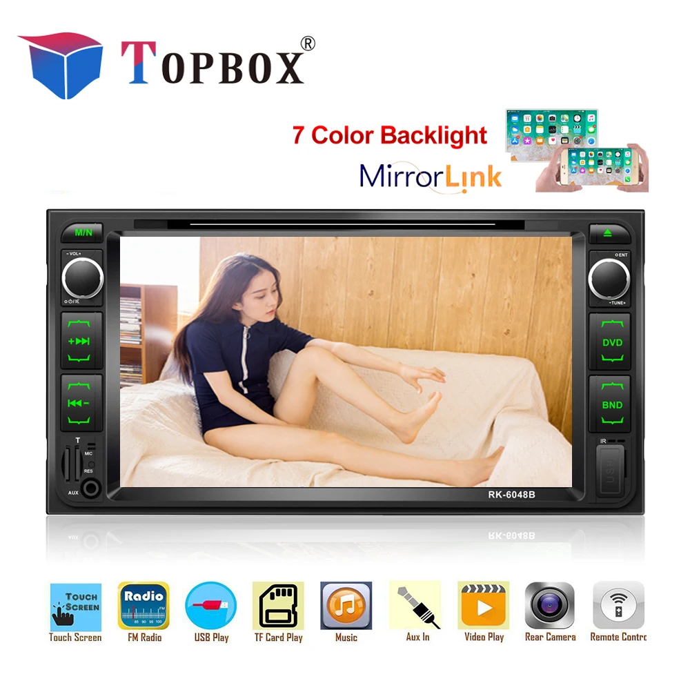 

Topbox 2Din Car Radio 7'' High Digital TFT-LCD Touch Screen Bluetooth Car Multimedia DVD Video Player