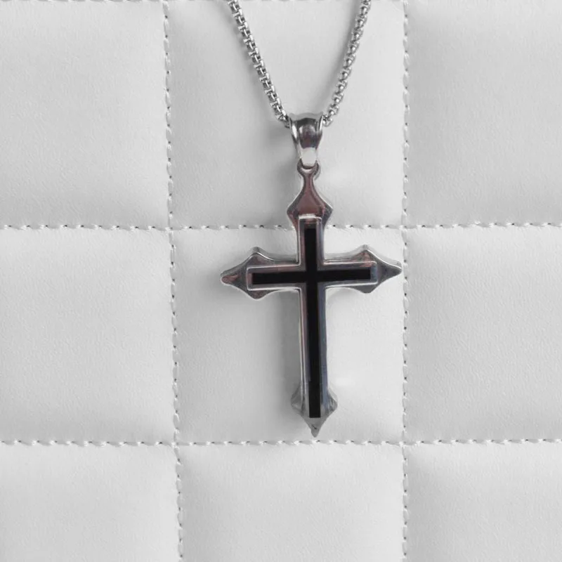 

oulai777 necklace stainless steel cross men hip hop custom pendant chains gold long necklaces pendants gothic choker jewelry