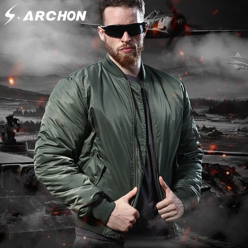 

S.ARCHON MA1 Military Tactical Pilot Jackets Men Winter Windproof Warm Cotton Padded Army Jacket Outerwear Air Force Flight Coat