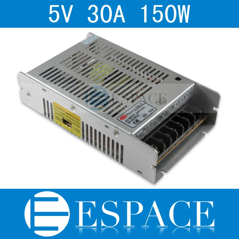 

Best quality 5V 30A 150W Switching Power Supply Driver for LED Strip AC 100-240V Input to DC 5V free shipping