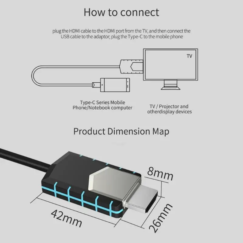 ABS цинковый сплав USB-C type-C к HDMI 4K 30 адаптер HZ конвертер кабель провода шнур для MacBook 100*100*10 мм