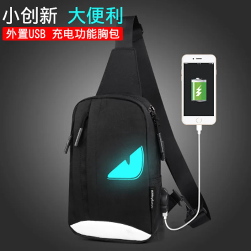 Men Women Backpack USB Charging Oxford Chest Bag Anti Theft Teenager Headphone Hole Night Reflection Design Shoulder Bag BP0221 (26)