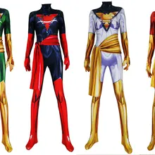 Многоцветный Темный Феникс косплей костюм X-men Феникс супергерой боди 3D принт лайкра спандекс зентай костюм для Хэллоуина вечеринки