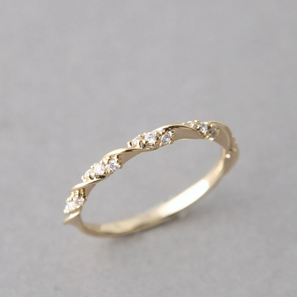 Серебряное, золотое, крученое классическое обручальное кольцо с кубическим цирконием для женщин и девочек, Подарочные Кольца с австрийским кристаллом, Bague Femme