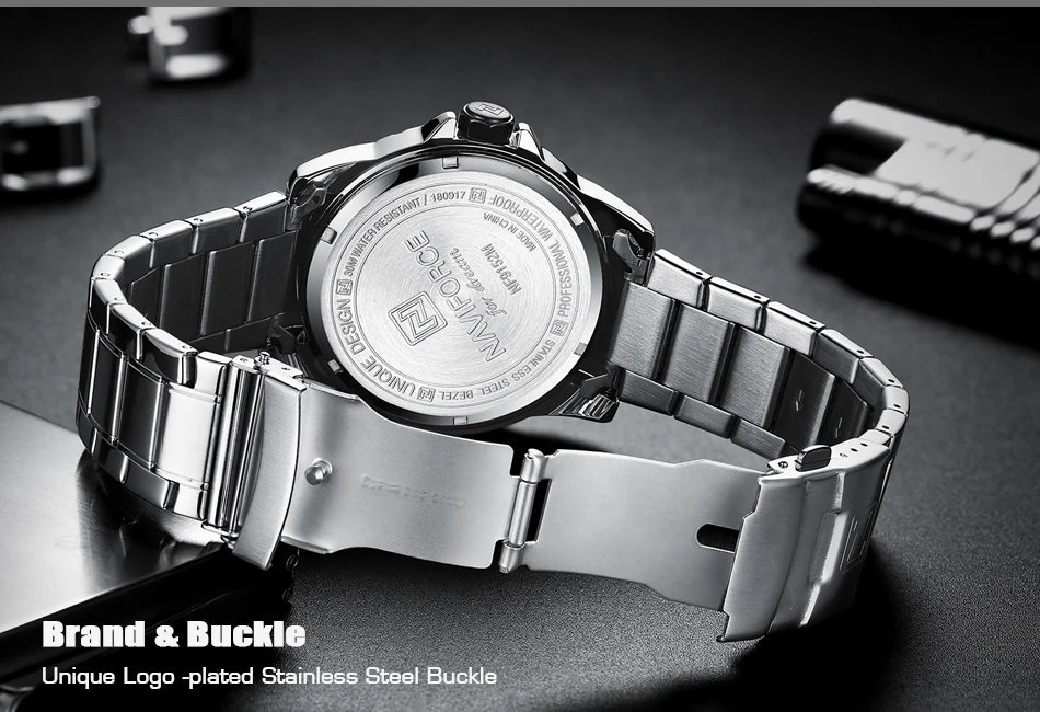 NAVIFORCE Топ люксовый бренд часы мужские модные полностью стальные водонепроницаемые кварцевые часы Мужские наручные часы Relogio Masculino