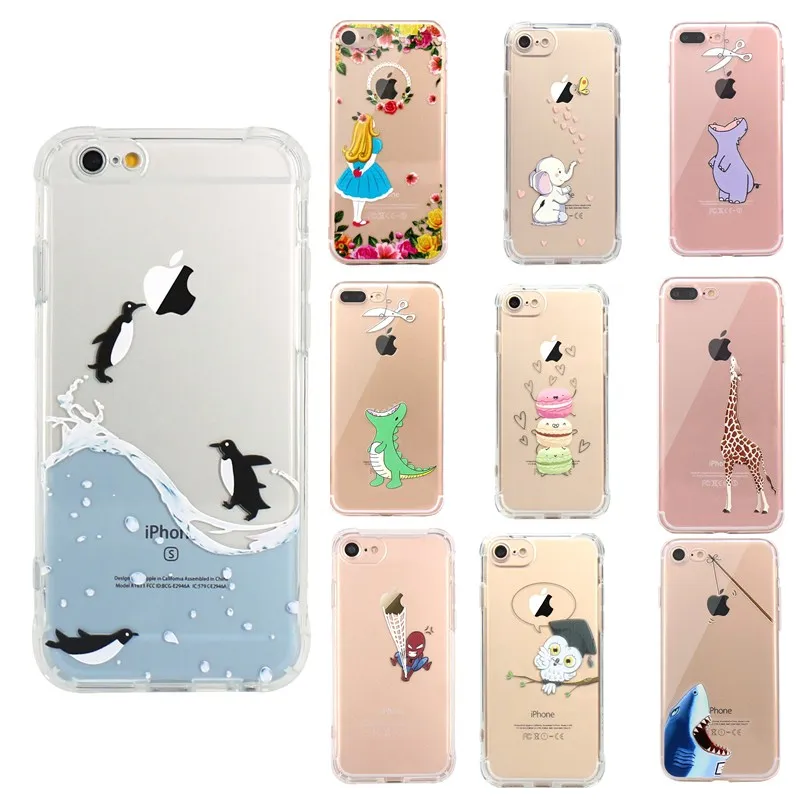 

For cover iphone6 Cases Colorful Patterned Tansparent Soft Thin Silicon case for iphone7 plus 8 Plus 6 X XS Max XR Cases luxury