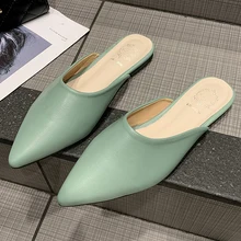 Size 34-41 Ladies Leather Mules Shoes Women Slippers Summer Flat Slippers Women Shoes Point Toe Outdoor Slides zapatos de mujer Size 34-41 Ladies Leather Mules Shoes Women Slippers Summer Flat Slippers Women Shoes Point Toe Outdoor Slides zapatos de mujer