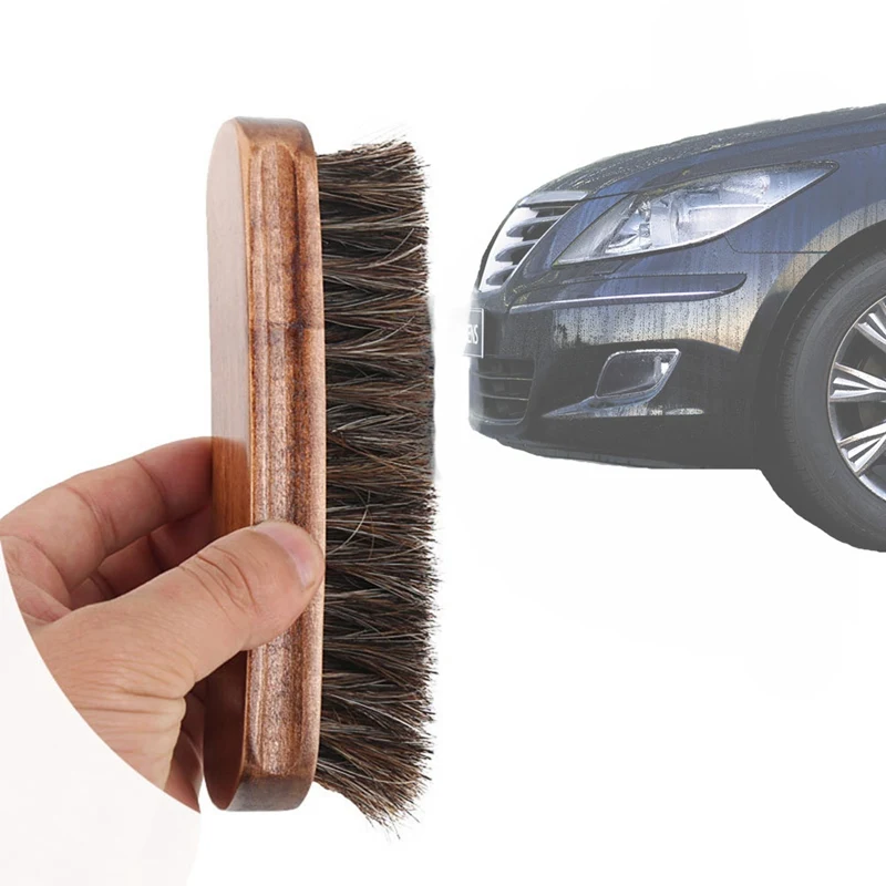 

Car Wash Brush Horsehair Wooden Cleaning Detail Auto Accessories Interior Detailing Tools