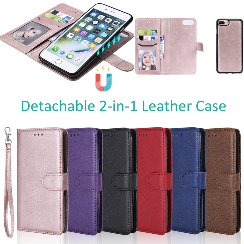 

Detachable 2 in 1 Leather Case Flip Wallet Phone Soft Cover Shell Coque Fundas for Samsung Galaxy S3 S4 S5 S6 S7 Edge S8 S9 Plus