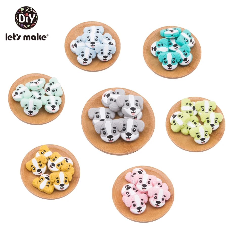 

Let'S Make 20Pc Baby Dog Rodent Silicone Beads Mini Diy Pacifier Clip Chain Necklace Pendant Bite Chew Teething Toy Baby Teether