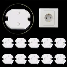 10 шт. детская Защитная поворотная крышка 2 круглое отверстие Европейский стандарт дети против электрической защиты Розетка пластиковые замки безопасности