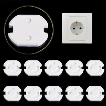 

10pcs Baby Safety Rotate Cover 2 Hole Round European Standard Children Against Electric Protection Socket Plastic Security Locks