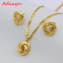 Adixyn маленькие подвески Африканское ожерелье/серьги/кулон набор украшений для женщин/девочек/детей Модные металлические русские ювелирные украшения подарки N01205