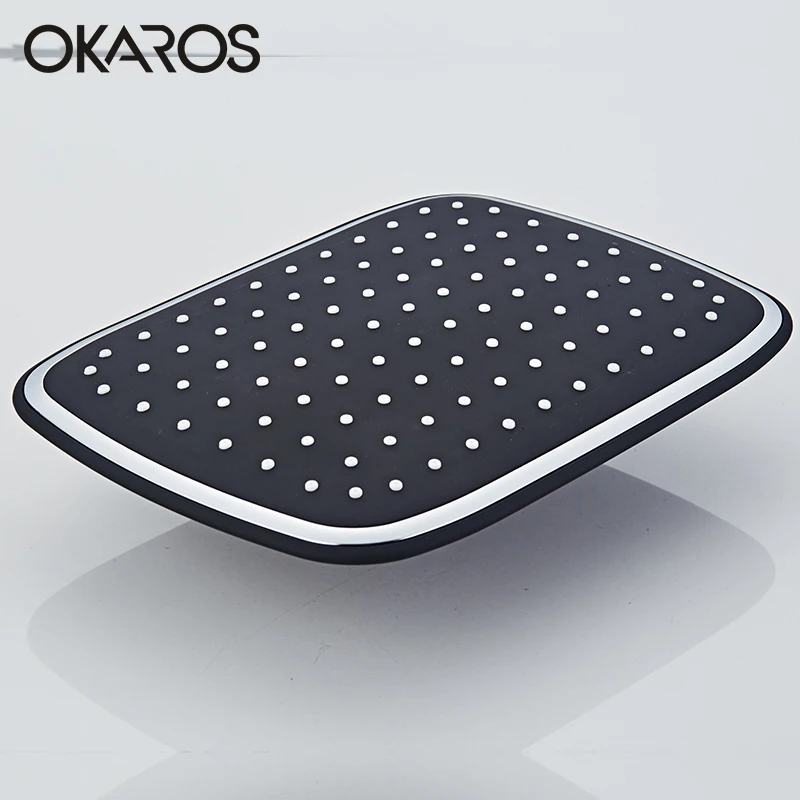 Ультратонкая Большая насадка для душа OKAROS из черного АБС пластика + ванной