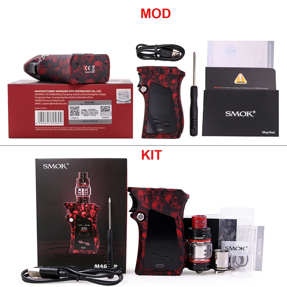 SMOK Mag Box Mod 225 Вт правый вейп электронная сигарета для атомайзера TFV12 PRINCE Tank V12 Prince испаритель катушка