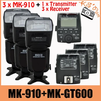 

3 Sets Meike MK-910 MK910 Flash For Nikon I-TTL 1/8000s SYNC Flash Speedlight Speedlite + MK-GT600 Trigger Transmitter Receiver