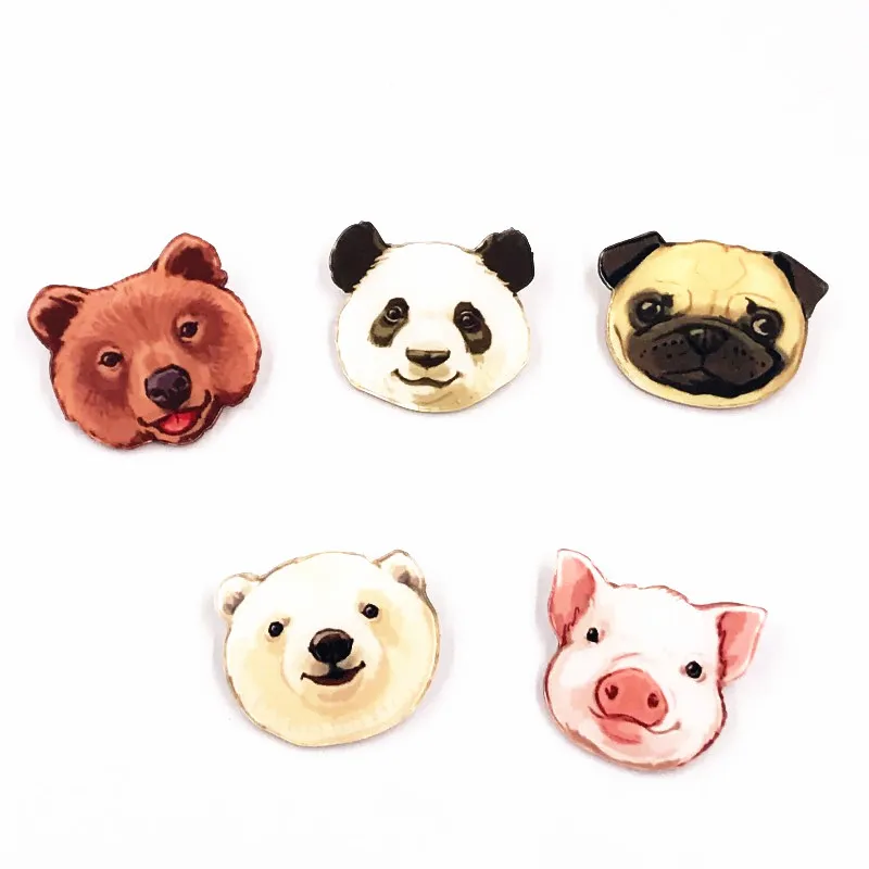 

5PCS New Arrival Animal Icon Brooches High Quality Dog Bear Panda Badges Decoration on clothes For Kids Gifts For Woman Presents