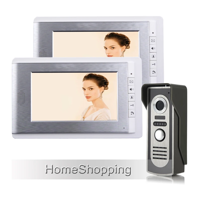

FREE SHIPPING Brand New 7" Color Screen Video Intercom Door Phone System 2 White Monitor 1 HD Doorbell Camera In Stock Wholesale
