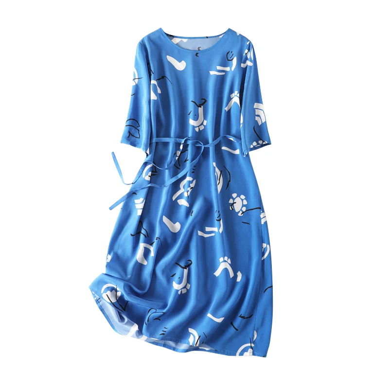 Женское летнее шелковое платье с круглым вырезом большие размеры винтажные