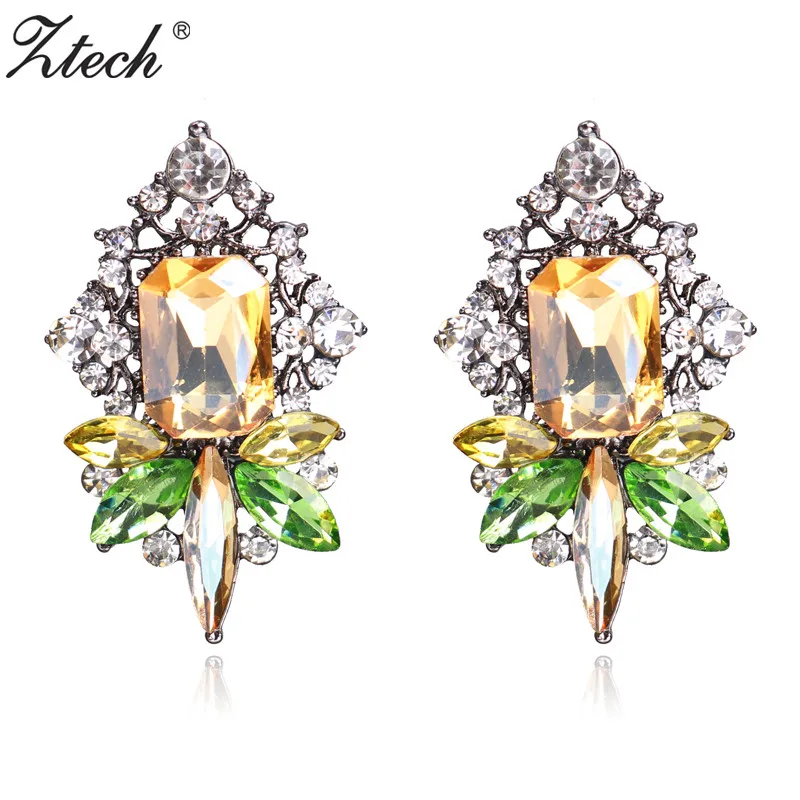 Ztech Новое поступление модные серьги-гвоздики с большим кристаллом из горного хрусталя для женщин 5 цветов Винтажные серьги дешевые ювелирные изделия заводская цена