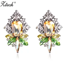 Ztech Новое поступление модные серьги-гвоздики с большим кристаллом из горного хрусталя для женщин 5 цветов Винтажные серьги дешевые ювелирные изделия заводская цена