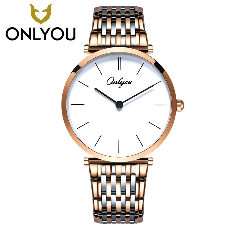 

ONLYOU New Brand Simple Fashion Casual Stainless Steel Men Watch Women Dress Wristwatch Lovers Quartz Travel Watch Wholesale