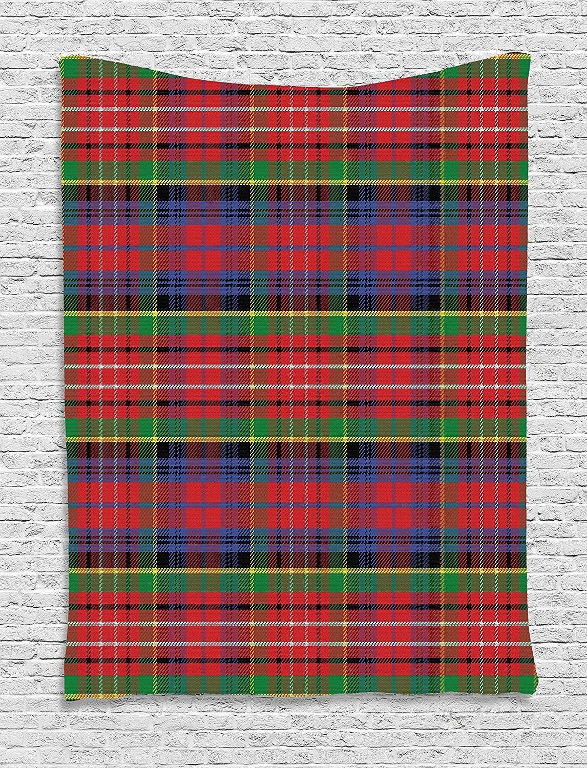 Red Plaid Tapestry Scottish Traditional Skirt Pattern Tartan Motif