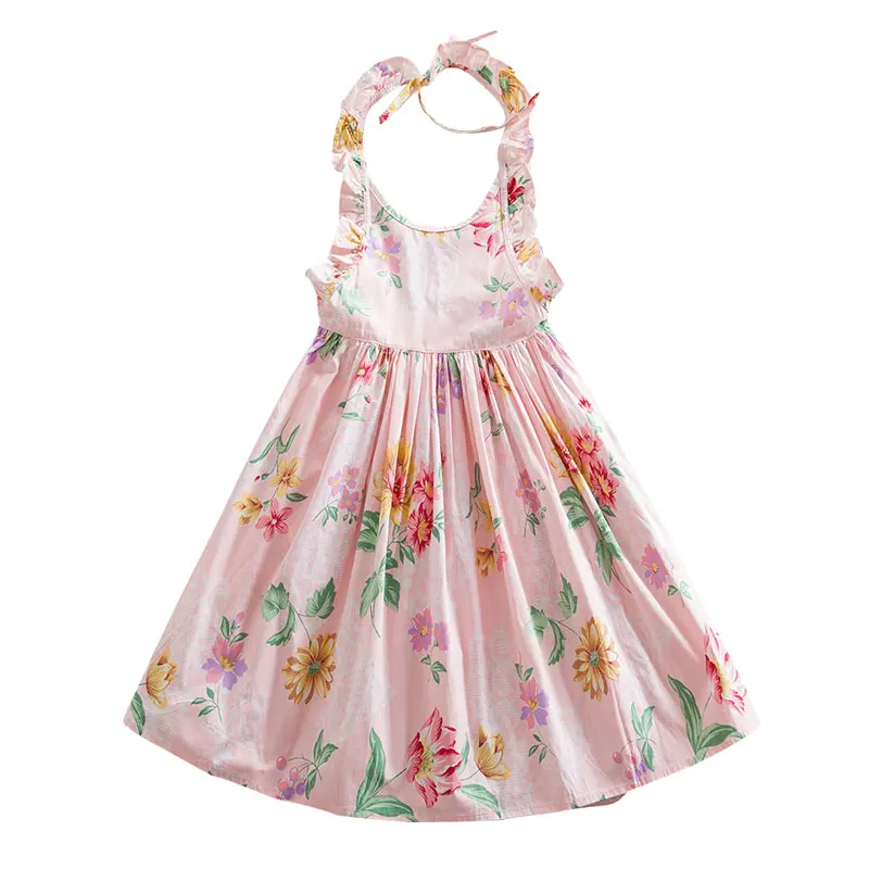 Baby Girls Dress Brand Summer Beach Style Floral Print Party Backless Dresses For Vintage Toddler Girl Clothing 1-9Yrs | Детская одежда