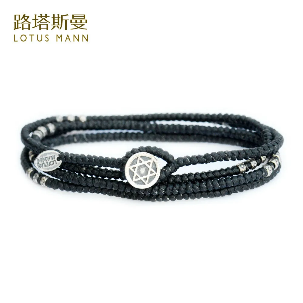 

Hand-woven kong black silver 4wraps bracelets