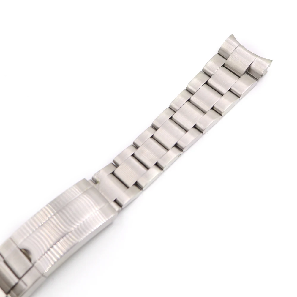 CARLYWET 20mm Silver Stainless Steel Solid Curved End Screw Links Glide Lock Clasp Watch Band Bracelet For Submariner GMT