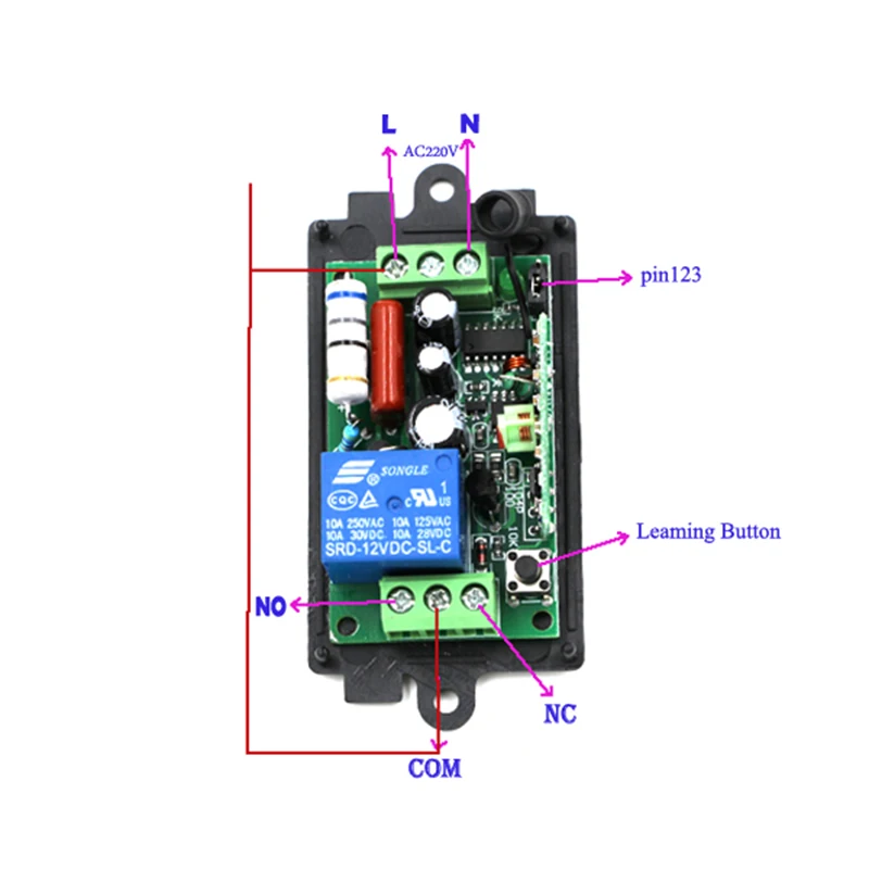 AC220V 110V 1CH 10A светильник с дистанционным управлением релейный выход радиоприемник Модуль+ чехол