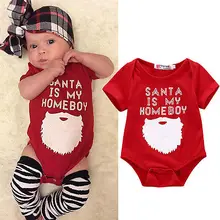 2016 New Funny Xmas Santa Baby Girls Boy Cotton Romper Jumpsuit Christmas Clothes 0-18M