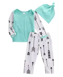 Комплекты из 3 предметов для новорожденных для маленьких мальчиков девочек Длинные штаны Леггинсы для женщин шляпа хлопковая одежда
