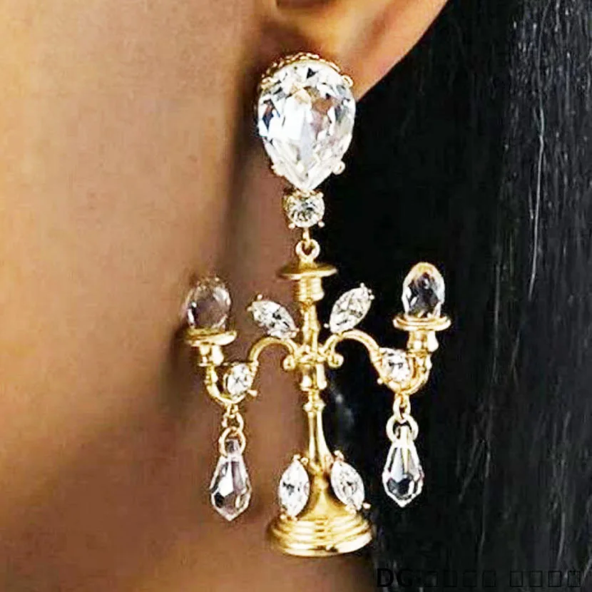 Американский барокко хрустальная люстра серьги напыщенные уха украшения ретро длинные серьги 331