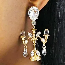 Американский барокко хрустальная люстра серьги напыщенные уха украшения ретро длинные серьги 331