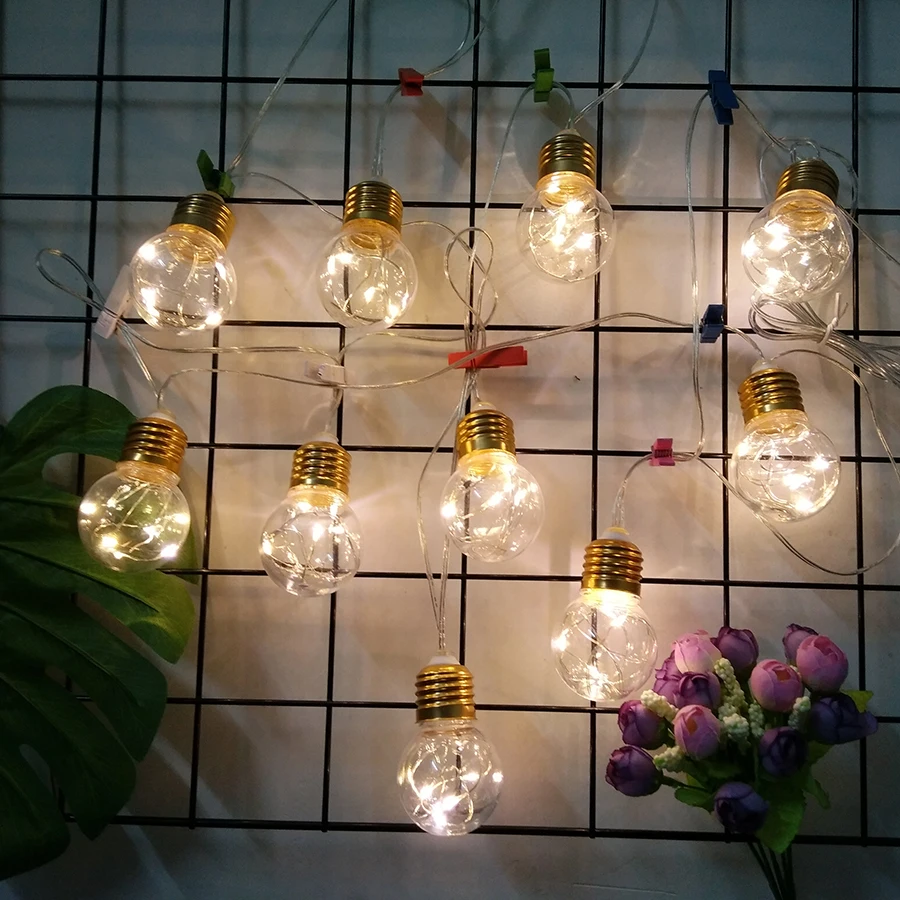 Thrisdar 4 м 10LED гирлянда шар Фея свет шнура на батарейках Открытый медный провод