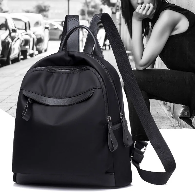 

Solid Casual Women Travel Backpack Oxford Cloth Zipper Girl Casual School Bag Best Sale-WT