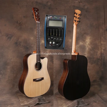 

41" Half Cutaway Electric Guitars With Solid Spruce Top/Rosewood Body guitarra eletrica With Pickup +20mm cotton bag,JD-D318CE