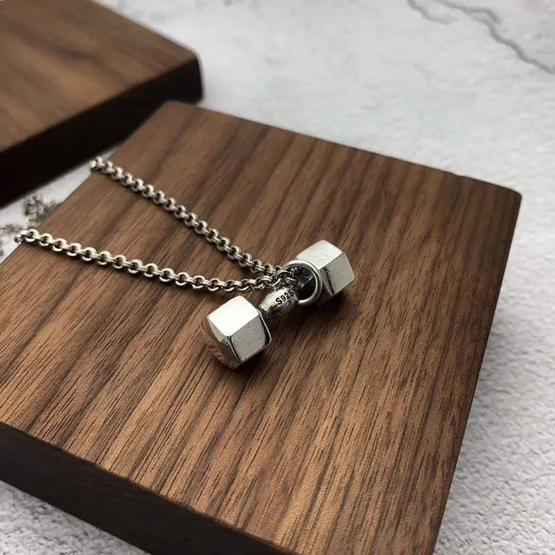 SOQMO творческий кулон 925 пробы серебряные ювелирные изделия для мужчин женщин фитнес медальон для ожерелья гантели jewelry Рождественский подарок