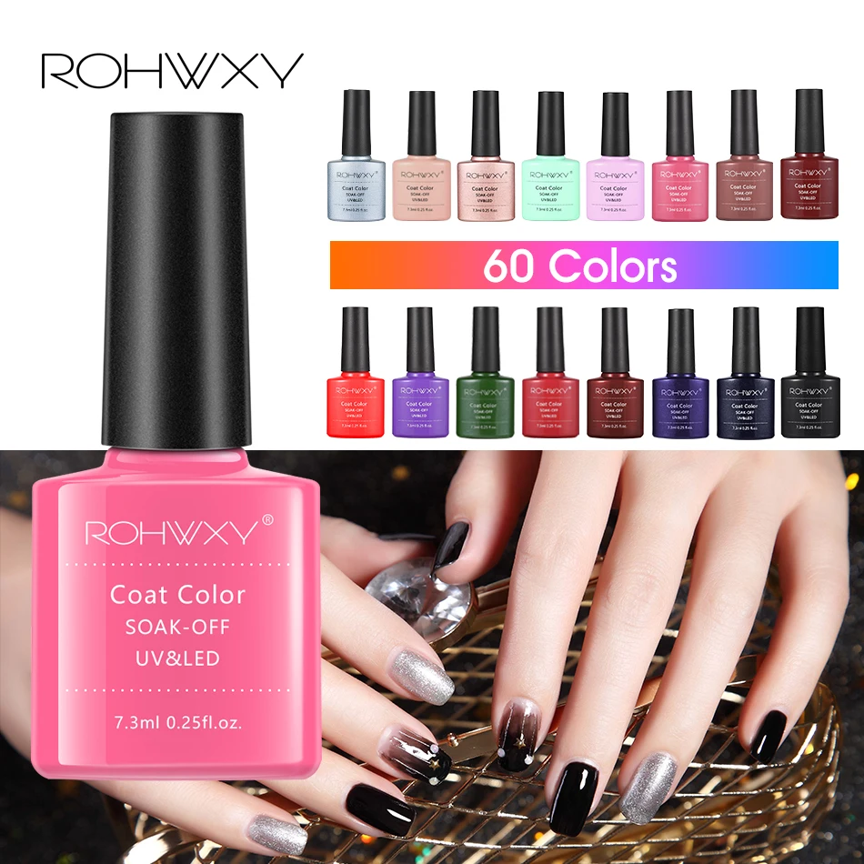 

ROHWXY UV Gel Nail Polish Hybrid Nails Soak-Off Varnish Semi Permanent Top Base Coat Nail Art All For Manicure Gel Polish Gellak