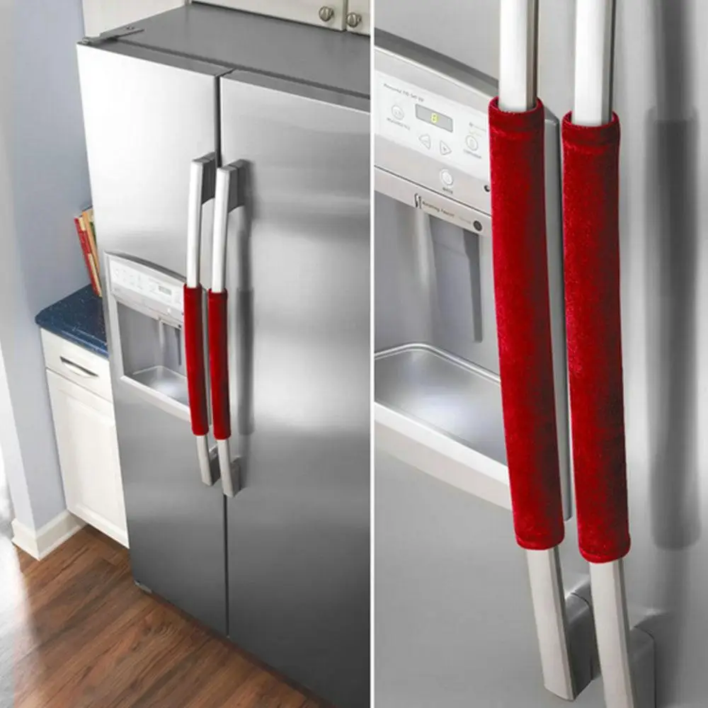 Ручка холодильника, Чехлы 2 шт., микроволновая печь, креативная дверь перчатки для холодильника, фланелет, кухонная хозяйственная крышка, Para Neveras