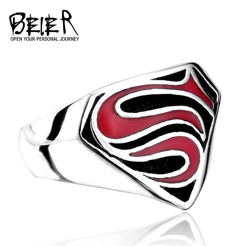 BEIER New Superman S Logo Super Hero Jewelry Stainless Steel Movie Ring Wholesale Factory Price BR8-116B