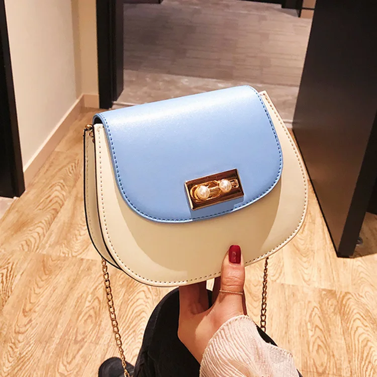 

Spring 2019 new fashionable Korean version saddle bag with 100-band chain mini-slanting single-shoulder Bag Girl