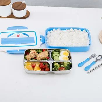 

Kawaii Cartoon 4 Compartments Lunch Boxes Microwave Food Fruit Storage food Containers Bento boxing TableWare Set For Kids Gift